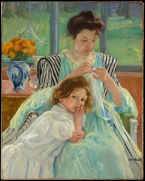 Mary Cassatt, Young Mother Sewing, 1900