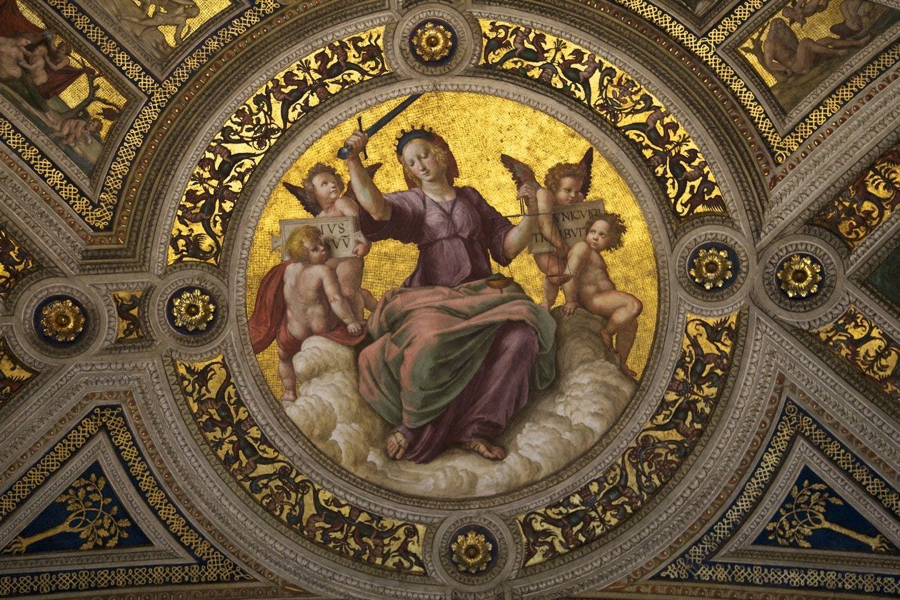 Raphael, Justice, from the 'Stanza della Segnatura' , c. 1509